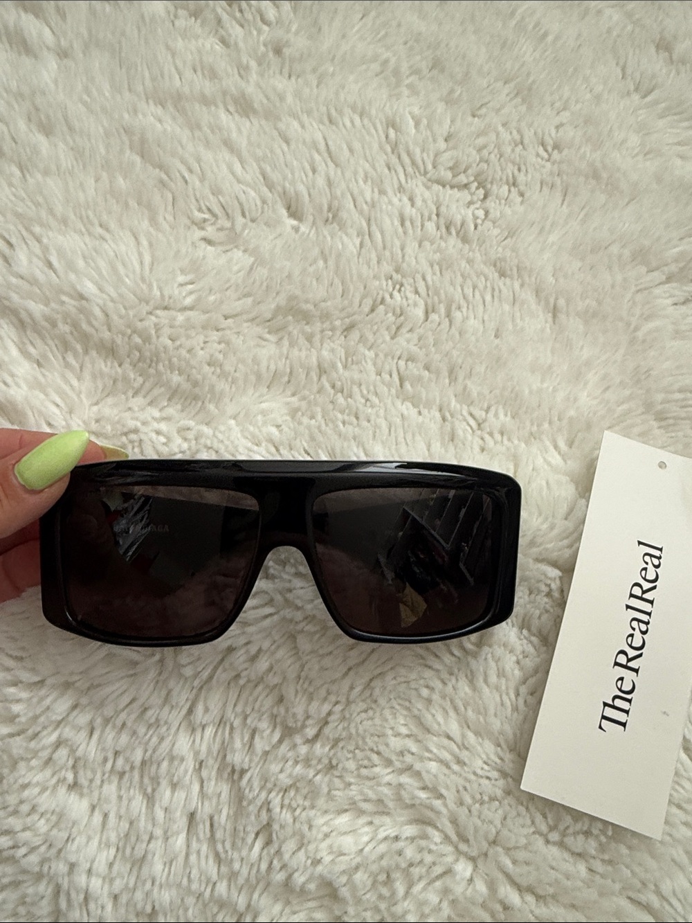 Balenciaga Black Slim Rectangular Sunglasses